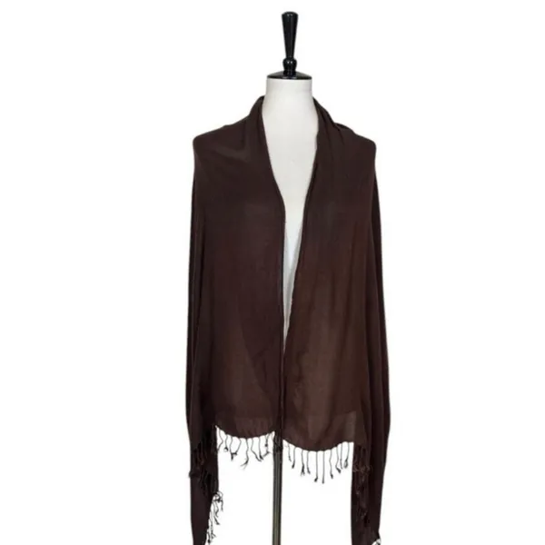 Women’s Bundle 3 Oblong Scarfs Solid Neutral Color Fringe Tan Orange Brown Tan - Image 11