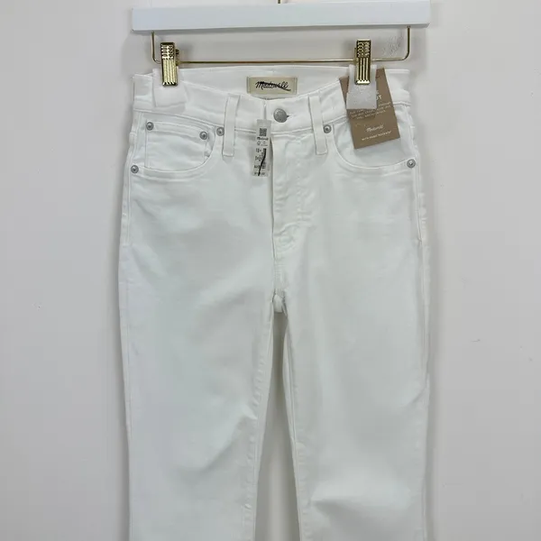 Madewell Kick Out Crop Jeans Pure White Stretch Mid Rise Flare NI961 US 24 NWT - Image 8