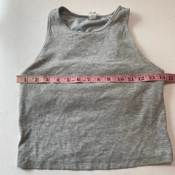 Yogalicious Heavenly Rib Stay Crop Tank Large Gray Athleisure Yoga Top - Image 5