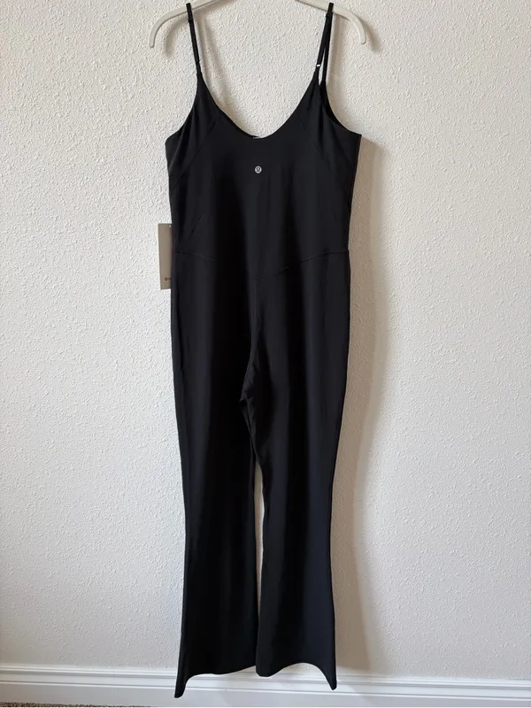 Lululemon Align Mini Flare Bodysuit Jumpsuit Size 14 Black Neutral Sporty - Image 2