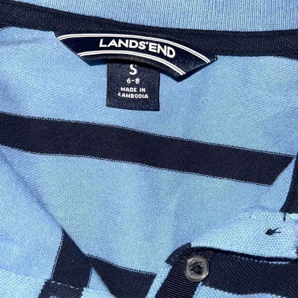 ✨Lands' End Women's Short Sleeve Polo Sz Small Blue Striped Dress✨ - Image 6