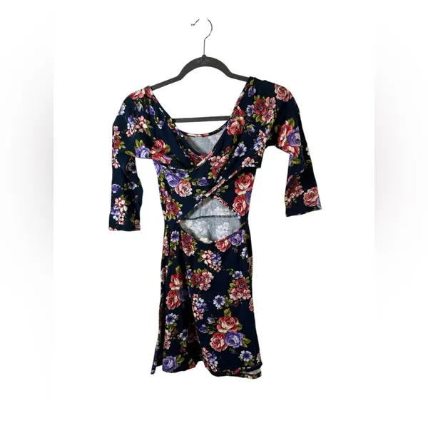 L.A. Hearts Floral‎ Skater Dress XS Cutout Back - Image 4