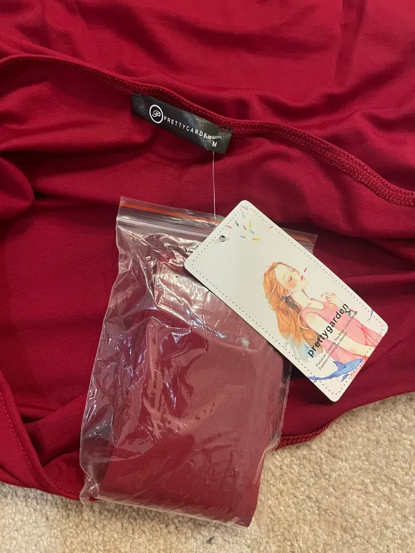 Amazon Maroon One Shoulder Dress - Image 4