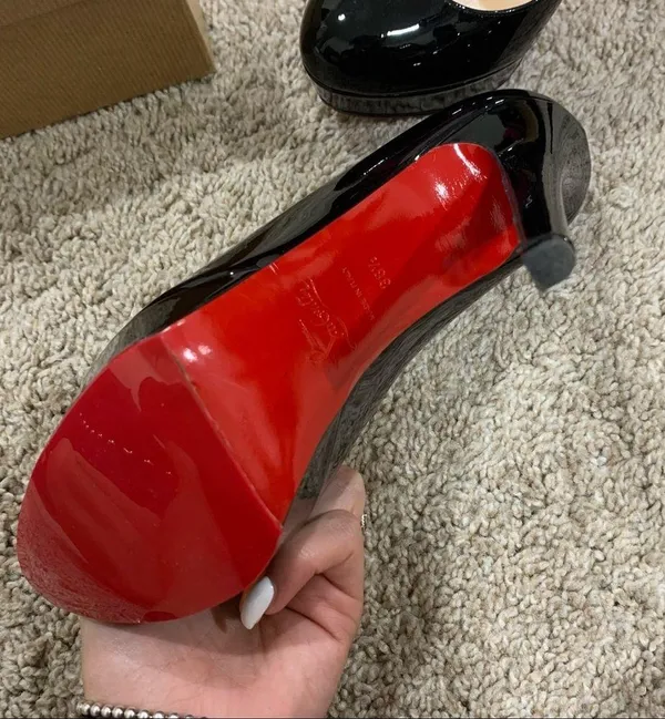 Christian Louboutin Black Bianca 140 Red Bottoms Size 8.5 - Image 14