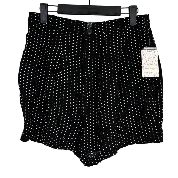 NWT Free People Magdalene High Waist Polka Dot Rayon Shorts Pocket 2 Black White - Image 14