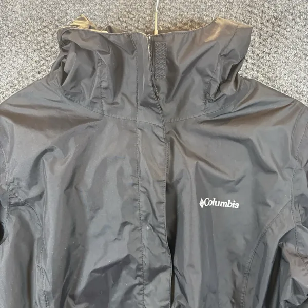 Columbia Jacket Womens Medium Black Mesh Lined Omni Tech Windbreaker Hoodie‎ - Image 2