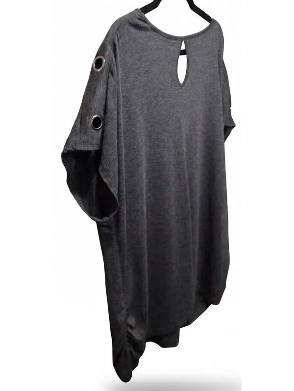 PerSeption Concept Grey Dolman Sleeve Grommet Keyhole Top Plus Size 3X - Image 3