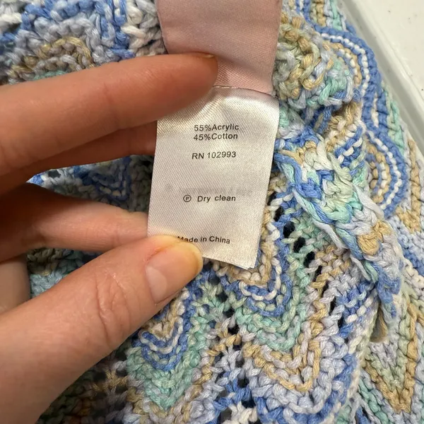 Derek Lam 10 Crosby Blue Knit crochet Top cardigan Medium - Image 4