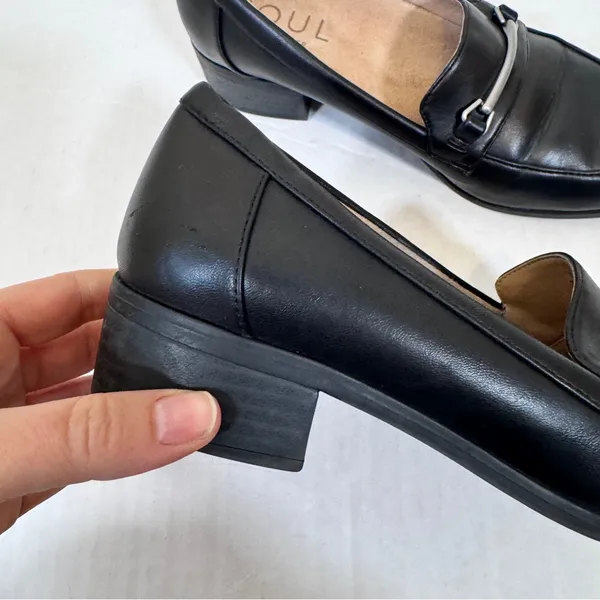 Naturalizer Soul Black Faux Leather Loafers Womens 7.5 Preppy Flats Comfort Shoe - Image 10