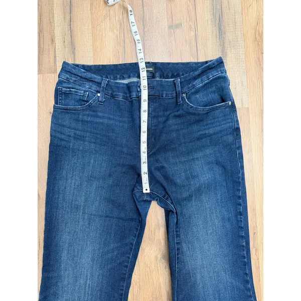 Express Mid Rise Flare Jeans‎ Dark Wash Ultra Stretch Size L Regular - Image 11