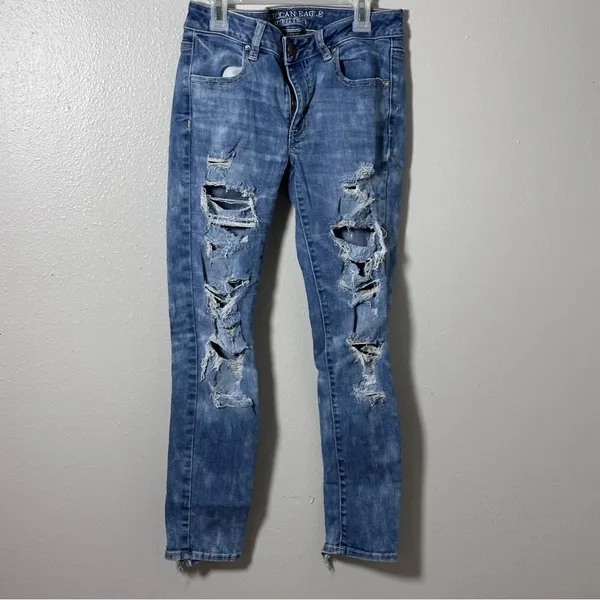 American Eagle Women Denim Light Blue Super Stretch Ankle Jegging Jeans‎ size 6 - Image 2