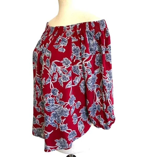 Revolve Splendid Off Shoulder Red/Blue Floral Top‎ - XS - Image 12