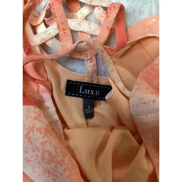 Lux II Women Orange Purple Ombre Cage Back‎ Shift Dress Size 6 503477D02M NWOT - Image 2