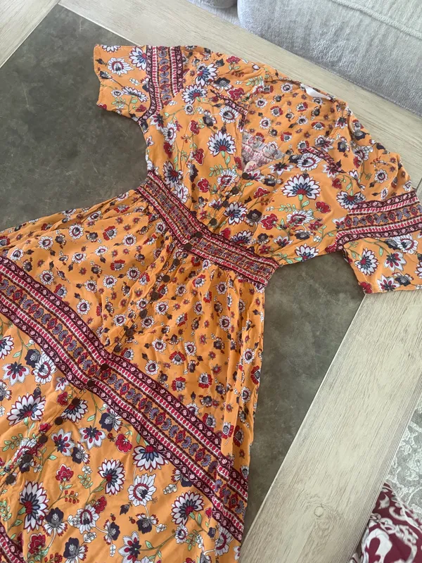 Cupshe Boho Floral Orange Tiered maxi Dress - Image 3