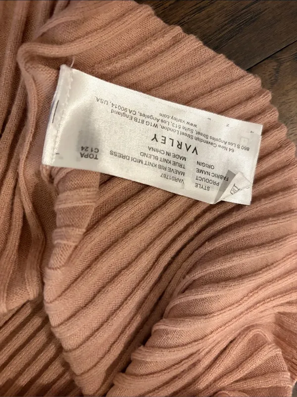 Varley Maeve Rib Knit Midi Dress in Warm Taupe Sz M - Image 10