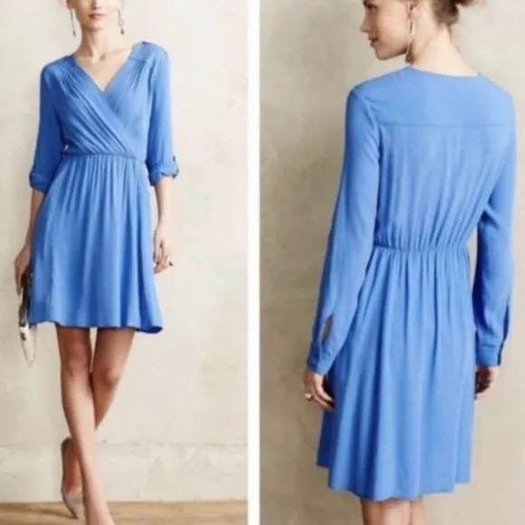 Maeve Lene Faux Wrap Dress in Blue Size XS - Image 2