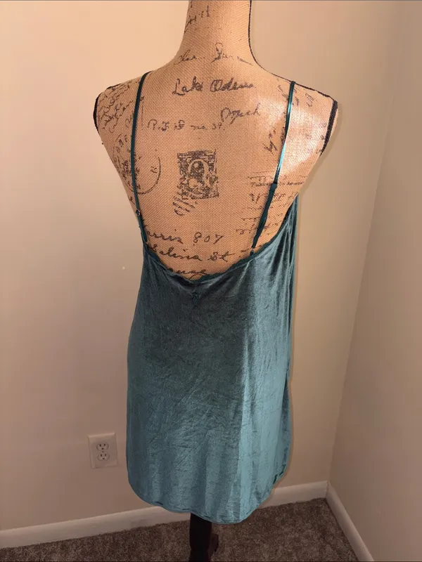 Victoria's Secret Emerald Victoria Secret Velvet Slip Dress - Spaghetti Strap - Image 3