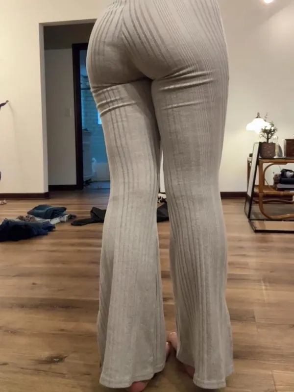 Flirtitude Beige Bootleg Yoga Pants - Image 8