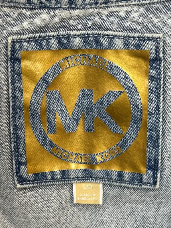 MICHAEL Michael Kors Denim Jacket Women’s L Light Wash Grommet Collar NWT $135 - Image 10
