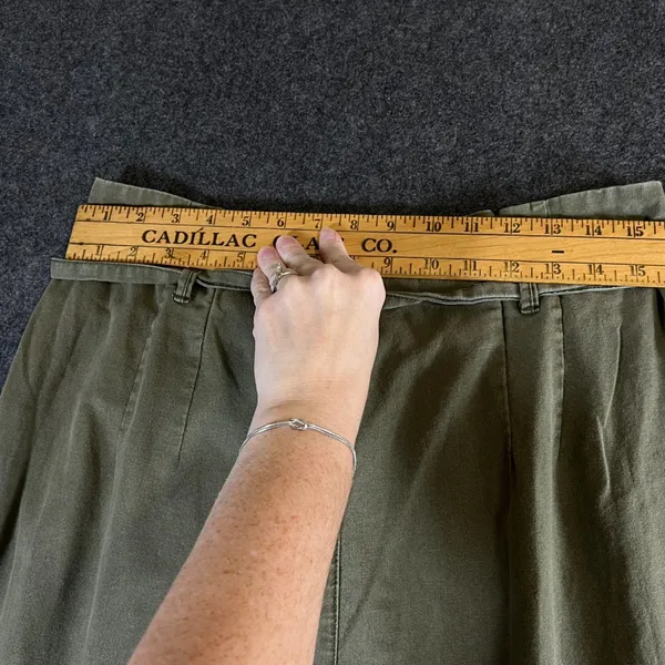Abercrombie & Fitch Olive Green Linen Blend Pleated Tapered Pants Size L - Image 8