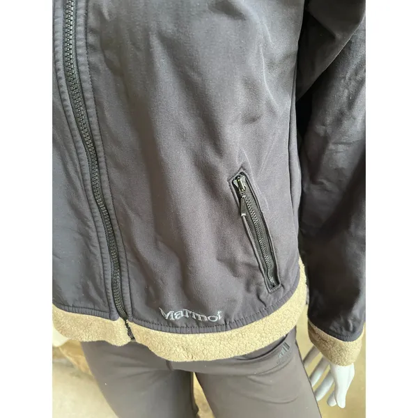 Marmot Fleece Lined Full Zip Black Hooded Jacket Women's Size Medium - Image 2