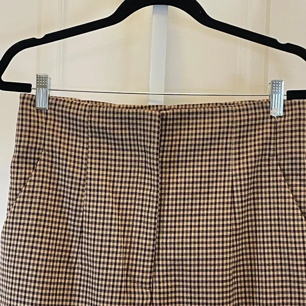 ZARA Plaid Pants - Women Size L - Brown/Tan - Image 2