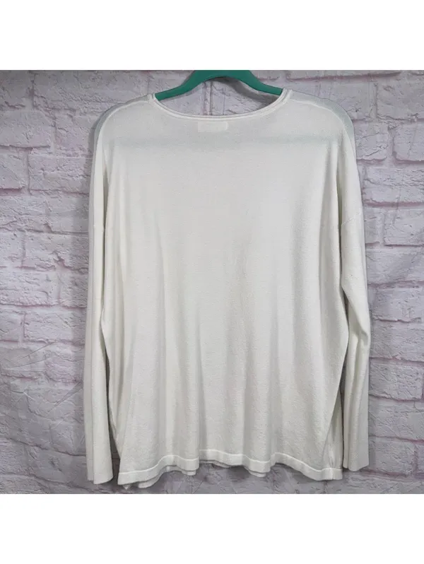 Zenana Women's L/XL White Sweater with Front Pockets - Image 6
