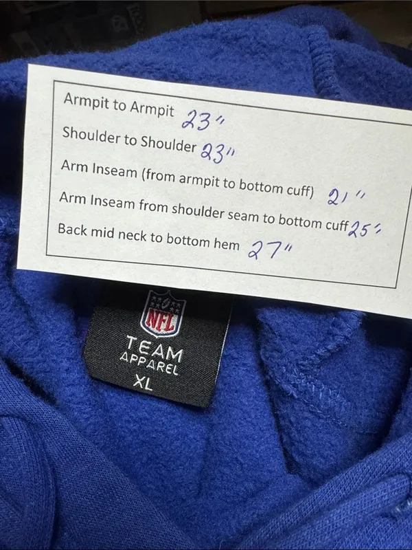 NFL Royal Blue NY Giants Pullover Hoodie XL White Logo Sequins Rhinestone Glam - Image 8