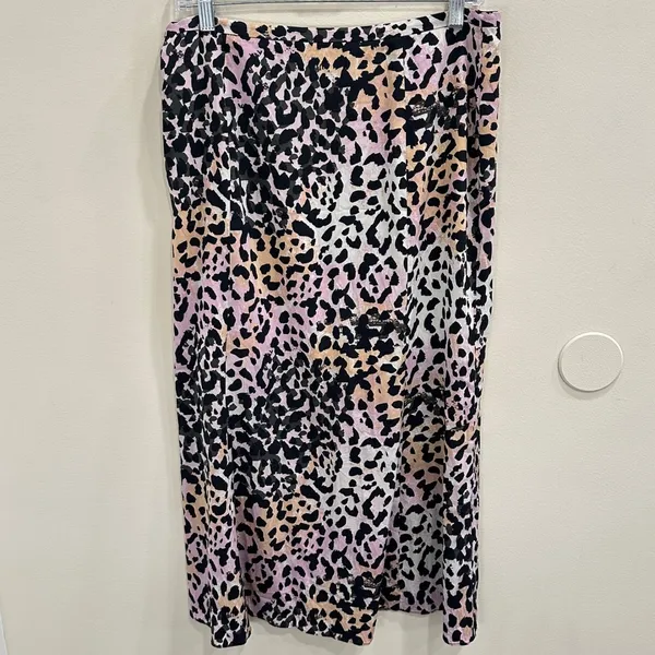 Veronica Beard Diane Stretch‎ Silk Leopard Print Midi Slip Skirt Lilac Multi 10 - Image 2