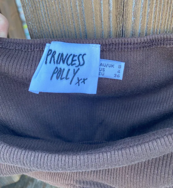 Princess Polly Becca Long Sleeve Crop Top Brown - Image 3