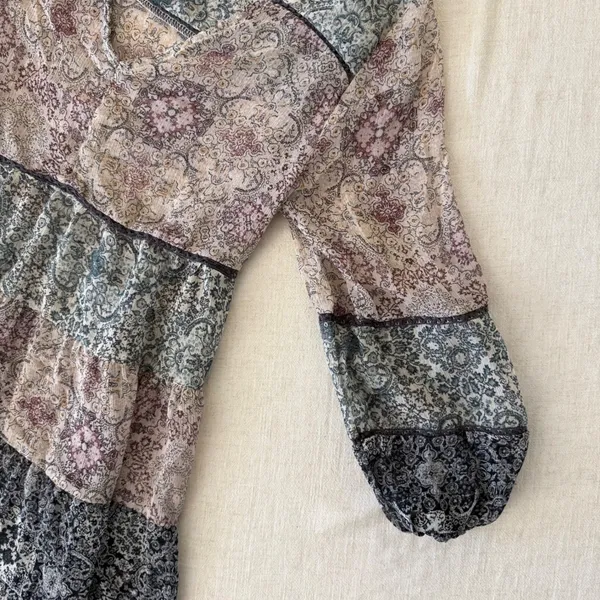Knox Rose Patchwork‎ Paisley Boho Peplum Blouse XS Cottagecore Top - Image 9