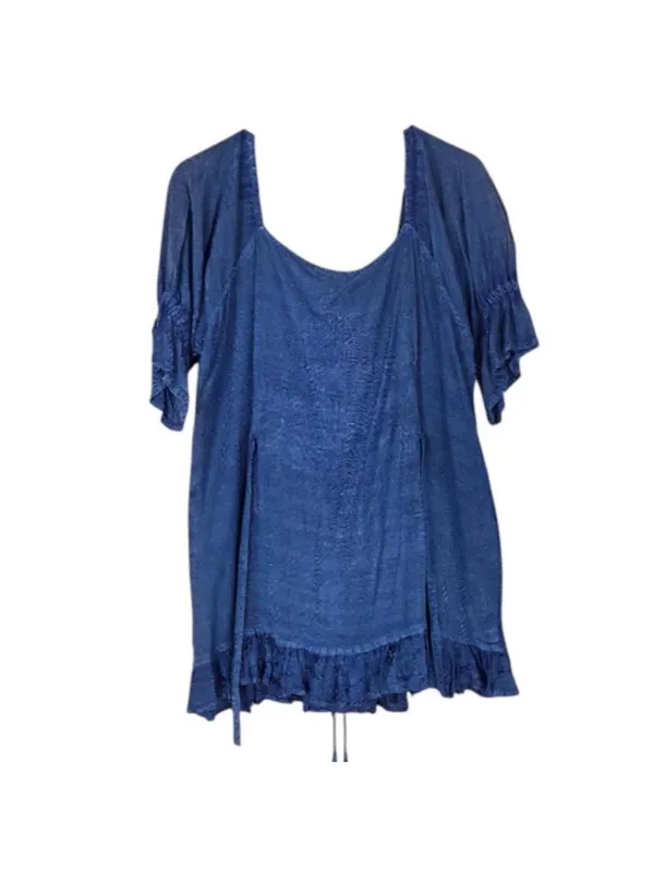 Women's Blue and Navy Blous - Image 4