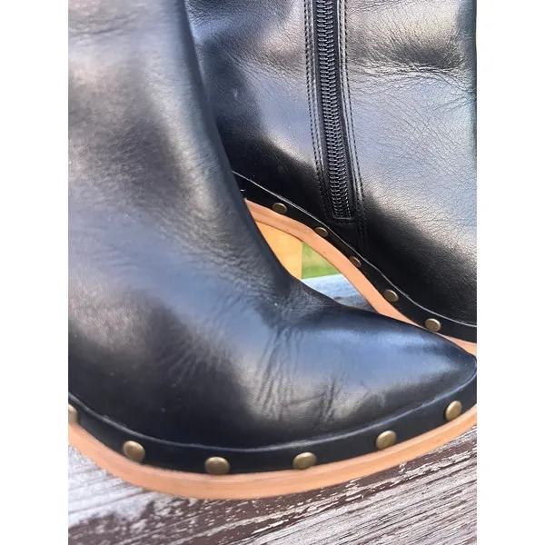 Band of Gypsies Studded Heel Side Zip Wood Heel Ankle Boots Sz 7 - Image 3