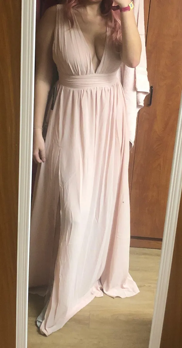 Lulus Pink Plunging Formal Dress - Image 2