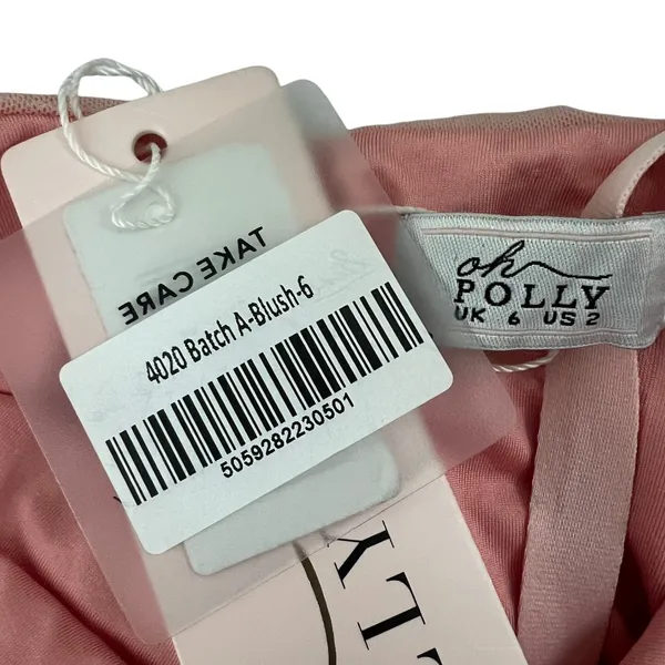 NWT Oh Polly Ruched Mesh Solid Mini Dress Blush Pink Coquette Keyhole Size 2 - Image 5