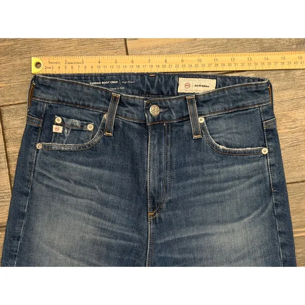 AG‎ Adriano Goldschmied Farrah Boot Crop High Rise Distressed Fray Jeans Size 27 - Image 6
