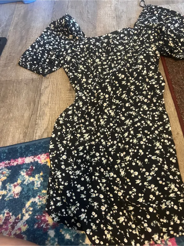 & other stories Black Floral Square-Neck Mini Dress - Image 10