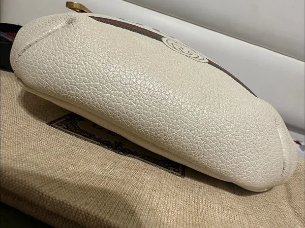 Gucci Off-White/Light Beige Leather Logo Web Belt/Body Bag - Image 7