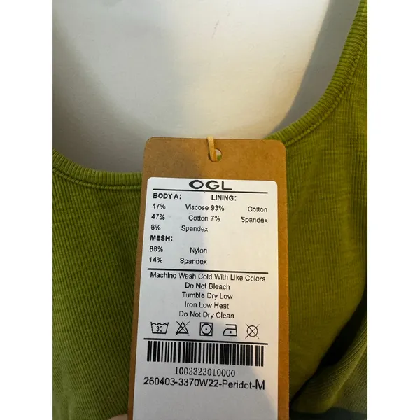 OGL Scoop Neck Side Ruched New Airy Bra Tank Top Peridot Green Size M New - Image 3