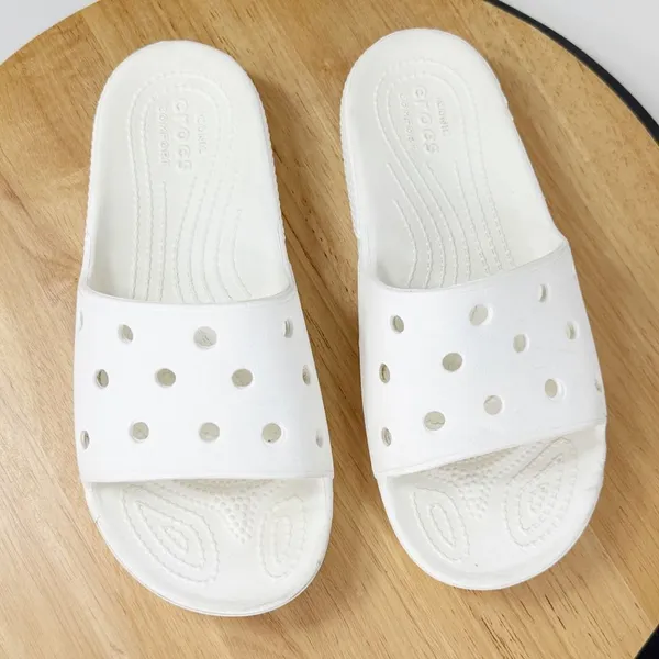 Crocs Classic Perforated Slide Sandals White 5‎ Mens 7 Womens - Image 2
