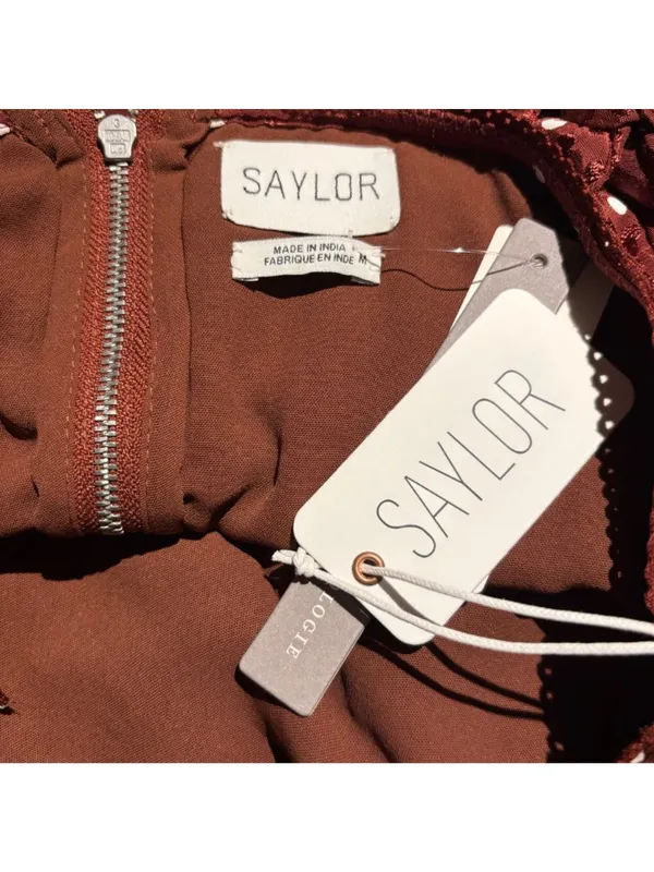 Saylor Posy Drop-Waist Flounced Mini Dress Size M Burnt Umber - Image 5
