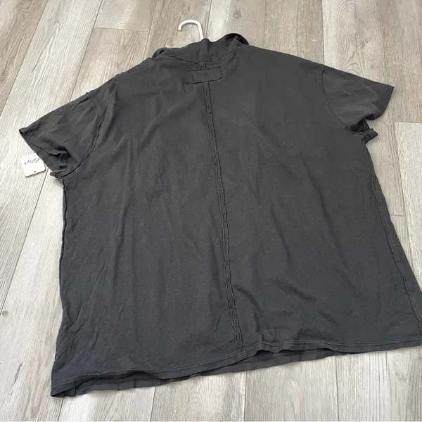 Free People Polo Tshirt NWT nina oversized womens Gray (medium) boho preppy - Image 5