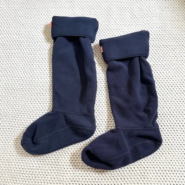 Hunter Navy Blue Sweater Garter Stitch Cuff Boot Socks Fleece Medium Women 5-7 - Image 4