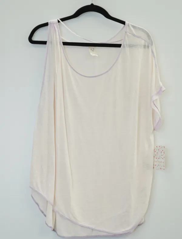 We The Free People Womens Top Pluto One-Shoulder Tee T-Shirt Lavender M - Image 2