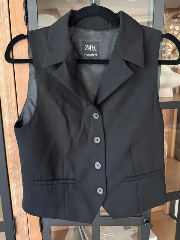 Zara waistcoat tailored vest top sleeveless collar lapel button down - Image 5