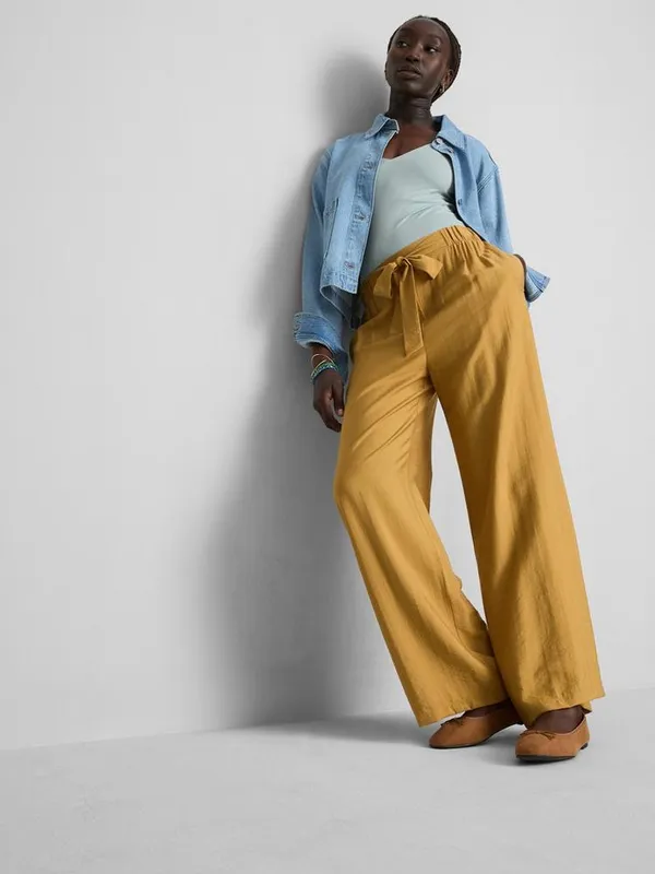 Primark Linen Style Bow Detail Palazzo Trousers - Image 7