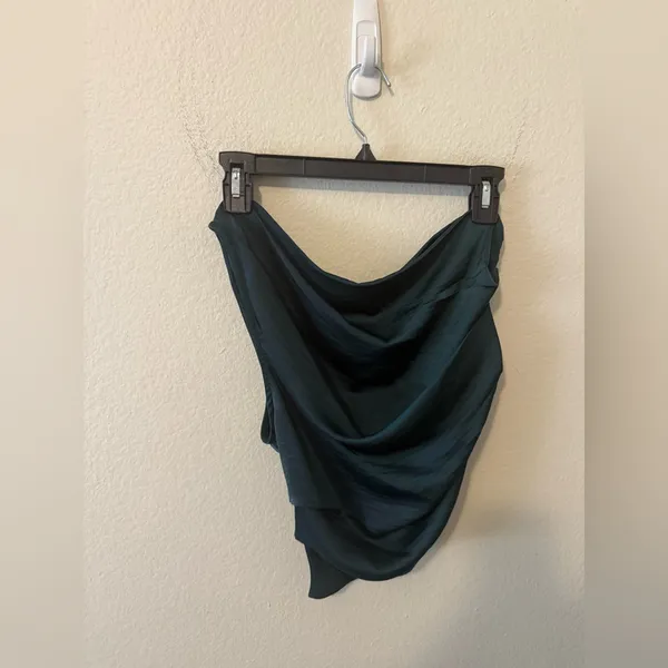 ASOS DESIGN One Shoulder Satin Top Size 4 Forest Green Cocktail Wedding Guest - Image 4