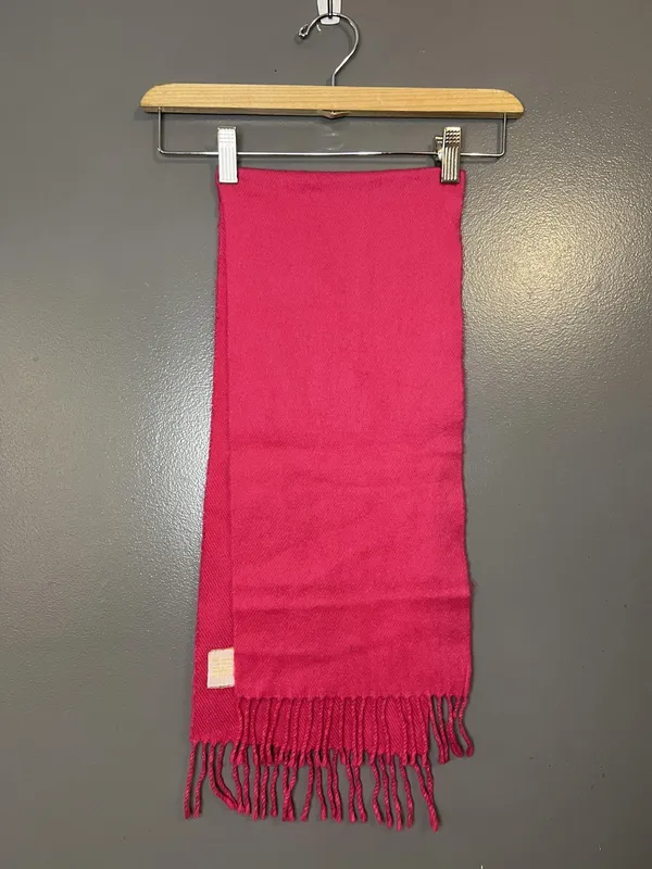Pink Scarf Womens One Size Fringe Acrylic Made In Japan Cozy Winter Wrap - Image 3