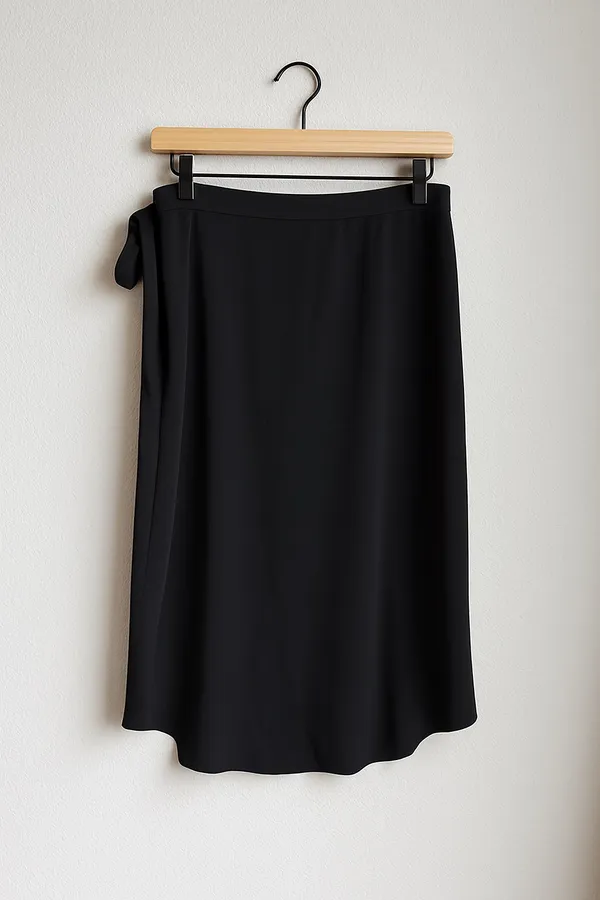 Tobi Black Asymmetrical Wrap Side Tie Midi Skirt - Image 6
