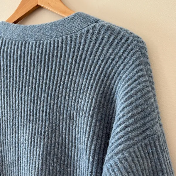 New Abercrombie & Fitch Chunky Knit Soft A&F Wool Blend Oversized Blue Size M - Image 7